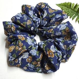 8 for $15 * Large Blues Floral Scrunchie